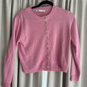 Zara Pink Button-Up Cardigan